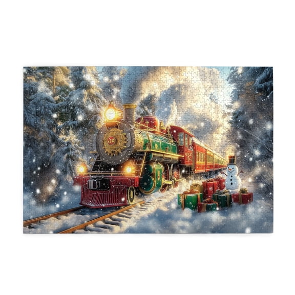 1000 PCS Charm Christmas train & Gifts 1000 piece puzzle for adults,Unique and Beautiful Design,Classic Christmas Gift,The direction towards home,Enjoy the puzzle solving process,for Puzzle Lovers
