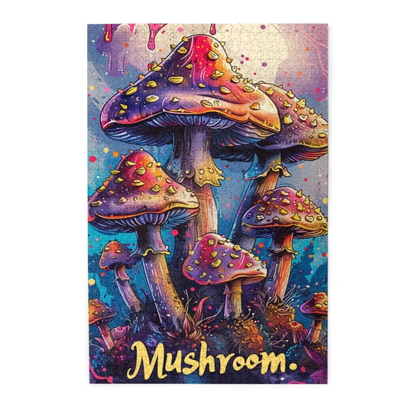 1000 PCS Charm Mushroom World Wooden Puzzles 1000 Piece,Relax Yourself,Wonderful Imagination,Funny Mushroom World Modern Art High Difficulty Puzzle 1000 Piece,Unique And Beautiful Design,Fun Puzzle