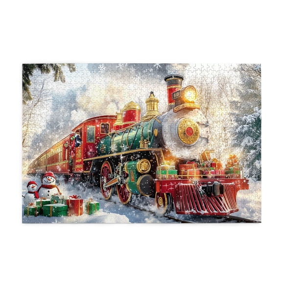 1000 PCS Christmas train jigsaw puzzles 1000 pieces,Creative Activity Hobbies for Adults,Modern Art train Christmas decor Wooden Puzzle,Puzzles suitable for entertaining with family during holidays