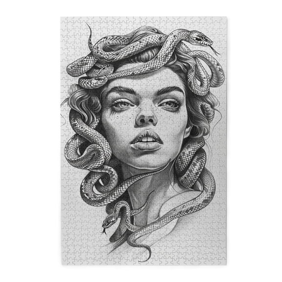 1000 PCS Classic Snake Woman 1000 Piece Vibrant Wood Jigsaw Puzzle,Relax Yourself,Challenging Brain Exercise,Characterized By Unique And Beautiful Illustrations,Depicting A Woman With Snake Like Hair