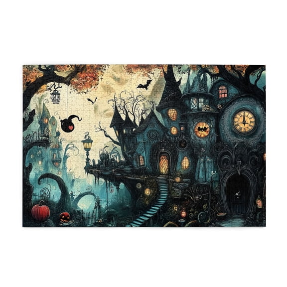 1000 PCS Clock & Treehouse 1000 Piece Puzzle For Adults,Challenging Brain Exercise,Creative Activity Hobbies For Adults,Charm Clock & Treehouse Wooden Puzzles 1000 Piece,For Puzzle Enthusiast Gifts