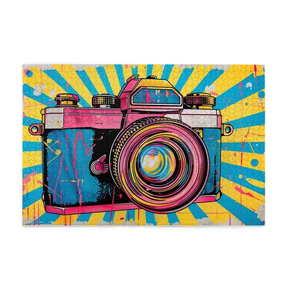 1000 PCS Colorful Vintage Camera Puzzles For Adults 1000 Pieces,Unique Artwork For Adults,Enchanting Camera Retro Art Wooden Puzzle,Creative Activity Hobbies For Adults,Gifts For Camera Enthusiast