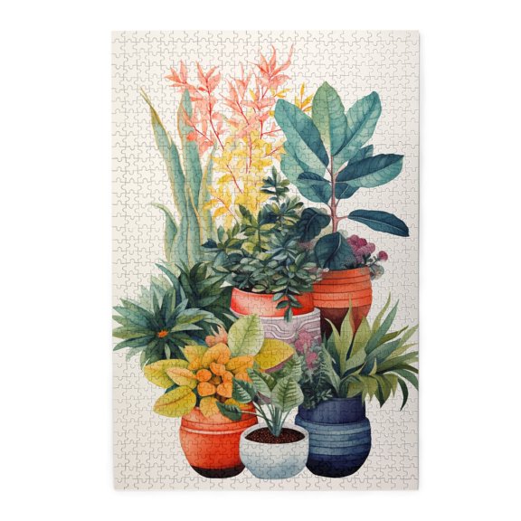 1000 PCS Colorful flowers Plant Potted 1000 piece puzzle for adults,Brain Challenge,Feel the vitality of life,Enjoy the puzzle solving process,Funny Flower Plant Potted Puzzle,Wooden jigsaw Game
