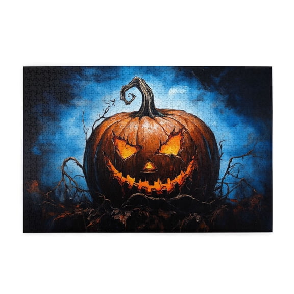 1000 PCS Crazy Pumpkin Pumpkin Lantern - Jigsaw Puzzles 1000 Pieces,Wonderful Imagination,Stress Relieving Pleasure,Unique Pumpkin Head Wooden Puzzle As Home Holiday Decoration,For Friends And Family