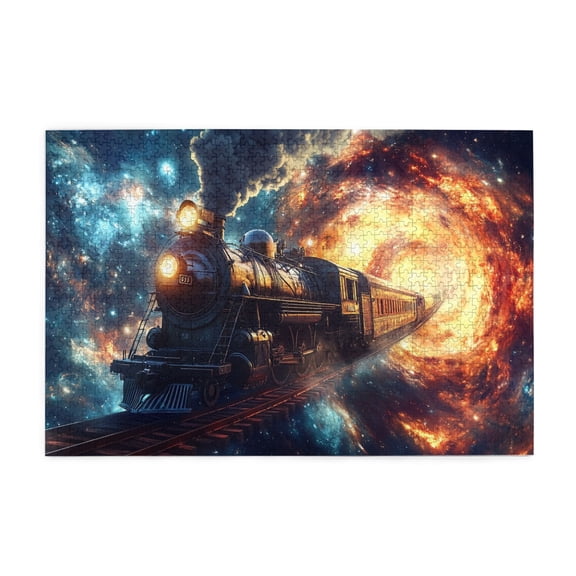 1000 PCS Cross the Starry Sky Steam Train jigsaw puzzles 1000 pieces,Creative Activity Hobbies for Adults,Enjoy the puzzle solving process,Funny Steam Train Wooden Stress relieving puzzle 1000 Piece