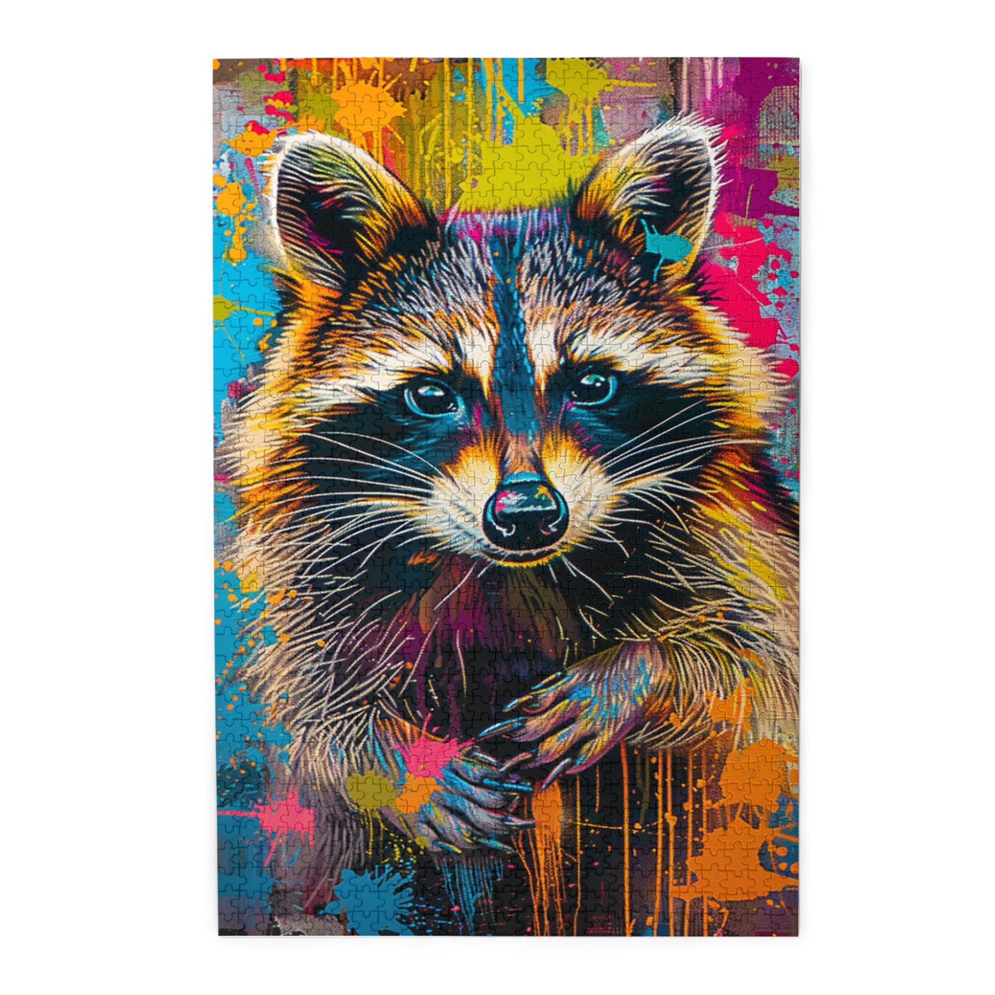 1000 PCS Cute Colorful Raccoon - 1000 Piece Vibrant Wooden Puzzle,Relax Yourself,Unique And Beautiful Design,Funny Artwork For Animal,Puzzles Suitable For Entertaining With Family During Holidays
