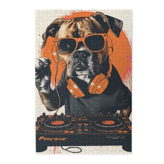 1000 PCS Dog That Plays Discs 1000 Piece Puzzle For Adult,Vibrant Design,Interesting Animals And Wonderful Imagination,Enjoy The Puzzle Solving Process,Modern Art Wooden Puzzle As Home Decoration