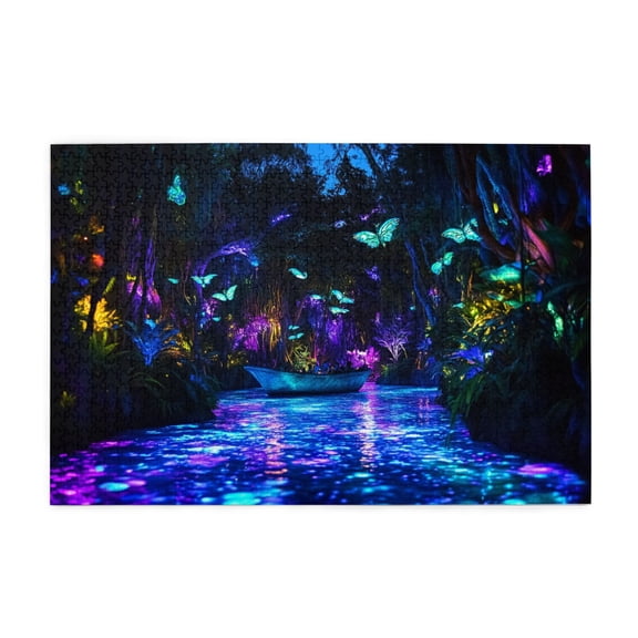 1000 PCS Dream Forest Stream Night 1000 Piece Puzzle For Adults,Great For Relaxation And Display For Puzzle Enthusiast,Enjoy The Puzzle Solving Process,Adults Wooden Jigsaw Puzzles