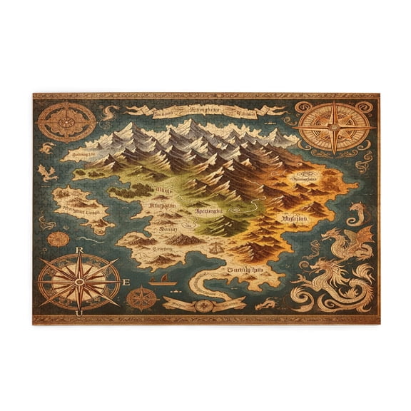 1000 PCS Dreamworld Retro Map 1000 Piece Wooden Jigsaw Puzzles,Relax And Enjoy The Fun Of Solving Puzzles,Wonderful Imagination,Adults Puzzle,Suitable For Family Entertainment Activities