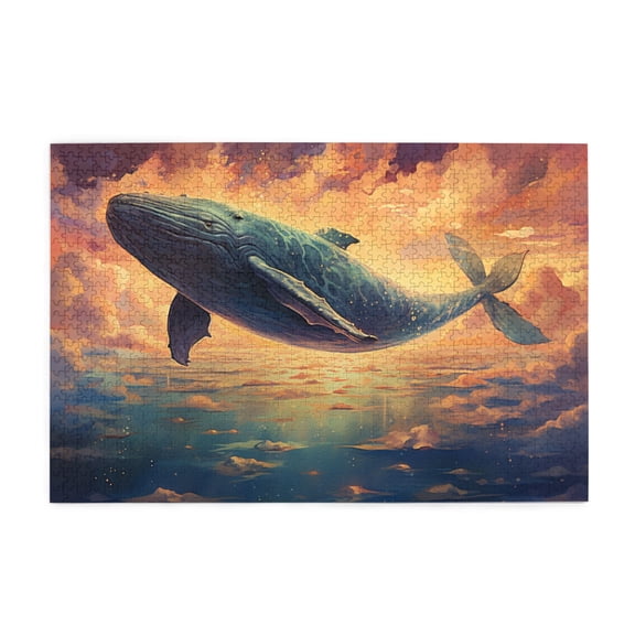 1000 PCS Dreamy Soaring Whale 1000 Pcs Whimsical Jigsaw Puzzles,Relieve Stress And Enjoy The Fun Of Solving Puzzles,Suitable For Family Leisure And Entertainment Activities,Adult Wooden Puzzle