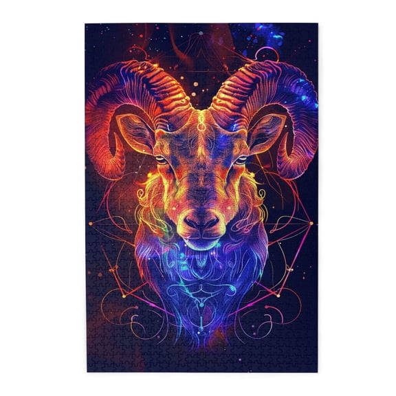 1000 PCS Dreamy Twelve Constellations Aries - 1000 Piece Vibrant Jigsaw,Wonderful Imagination,Enjoy The Puzzle Solving Process,Classic Aries Wooden Puzzle Game,Creative Activity Hobbies For Adults