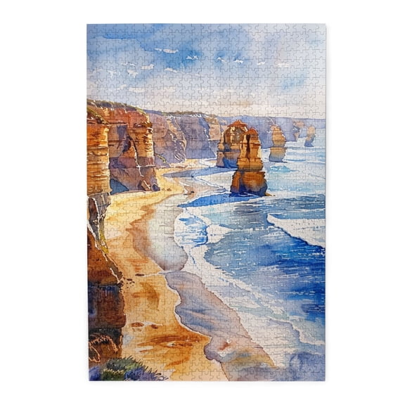 1000 PCS Enchanting Cliff Beach Puzzles For Adults 1000 Pieces,Brain Challenge,Enjoying The Puzzle Process Brings Physical And Mental Pleasure,Beautiful Scenery Wooden Puzzle As Home Decoration