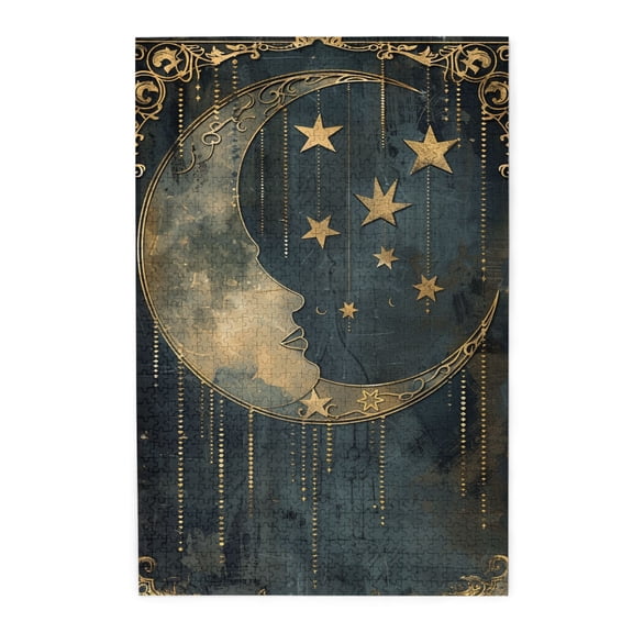 1000 PCS Enchanting Moon And Stars 1000 Piece Puzzle For Adults,Enjoy The Puzzle Solving Process,Challenging Brain Exercise,1000 Piece Wooden Jigsaw For Adults Challenging Charm Puzzle For Game Night