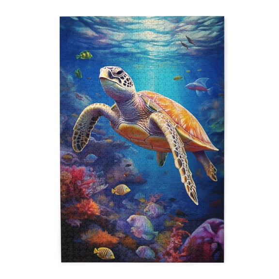 1000 PCS Enchanting Sea Turtle 1000 Piece Wooden Jigsaw Puzzles,Challenging Brain Exercise,Stunningly Vibrant Colors,Featuring Vibrant And Beautiful Illustrations,Depict An Interesting Sea Turtle
