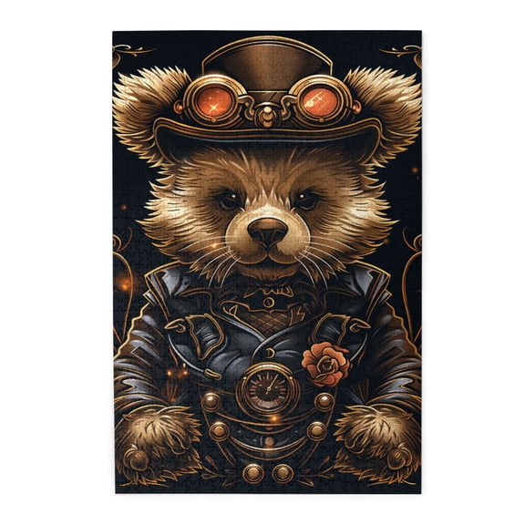 1000 PCS Enchanting Steampunk Bear Jigsaw Puzzles 1000 Pieces,Puzzles Suitable For Entertaining With Family During Holidays,Whimsical Wooden Jigsaw Pieces,Creative Activity Hobbies For Adults