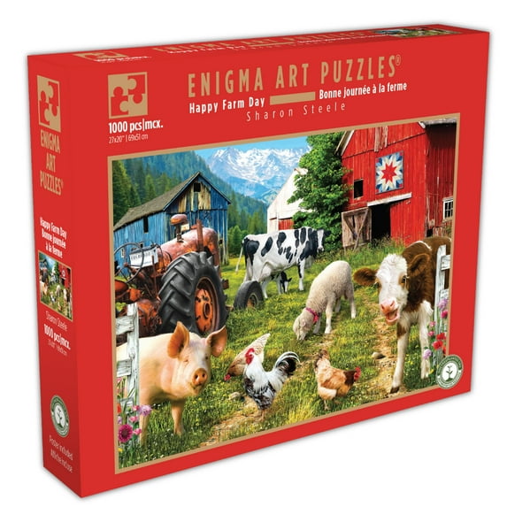 1000 PCS Enigma Blueboard Puzzle Sharon Steele "Happy Farm Day" 27"x20" 12+yrs