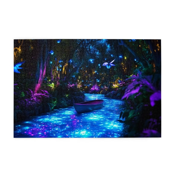 1000 PCS Fantasy Forest Stream Night Jigsaw Puzzles 1000 Pieces,Adults Wooden Jigsaw Puzzles,Unique And Beautiful Design,Relieve Stress And Enjoy The Fun Of Solving Puzzles