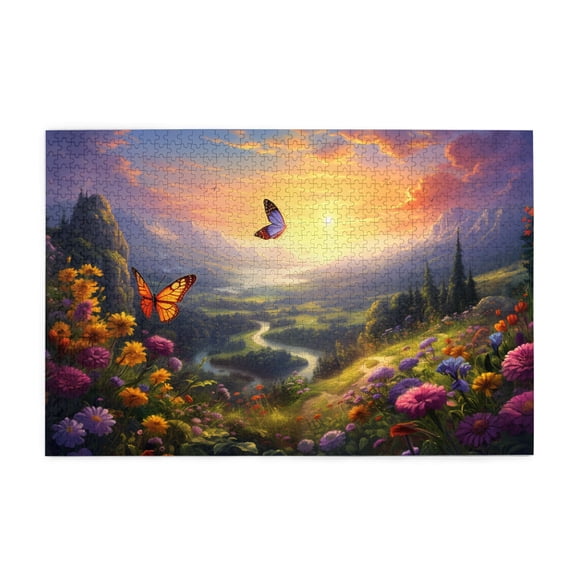 1000 PCS Fantasy Garden Butterfly 1000 Piece Wooden Jigsaw Puzzles,Unique And Beautiful Design,Great For Relaxation And Display For Puzzle Enthusiast,Beautiful Garden Adults Puzzle