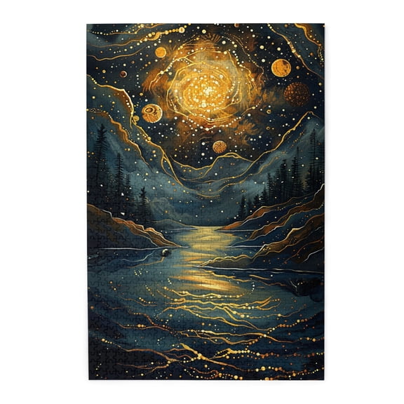 1000 PCS Fantasy Moon Rivers - 1000 Piece Charm Wooden Puzzle,Unique And Imaginative Ideas,Characterized By Beautiful And Charming Illustrations Depicting Rivers Under Moonlight,Stunning Artwork