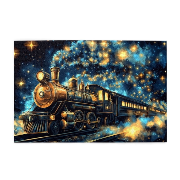 1000 PCS Fantasy Starry Sky Steam Train Wooden Puzzles 1000 Piece,Vibrant Colors,Brain Challenge,Funny Steam Train Fantasy Stress relieving puzzle 1000 Piece,Unique and Beautiful Design,Fun Puzzle