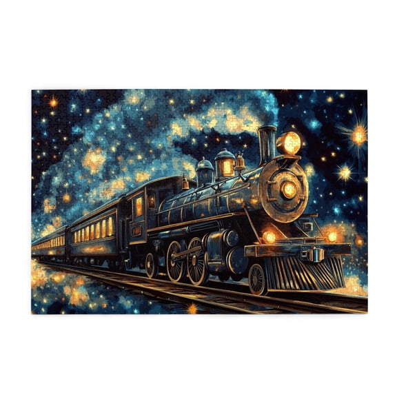 1000 PCS Fantasy Starry Sky Steam Train 1000 piece puzzle for adults,Unique and Beautiful Design,Vibrant Colors,Fantasy Train Fairy Tale Art Wooden Puzzles,Creative Activity Hobbies for Adults