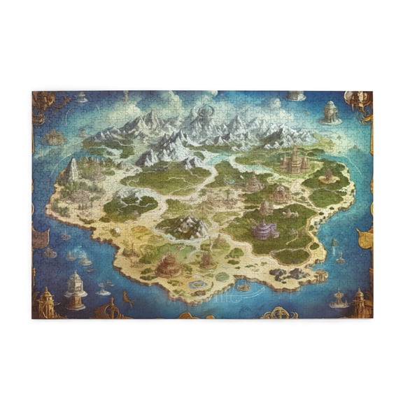 1000 PCS Fantasy World Map 1000 Pcs Jigsaw Puzzles For Adults,Imaginative Puzzles,Family Stress Relief Recreation,Adult Wooden Puzzles,Great For Relaxation And Display For Puzzle Enthusiast