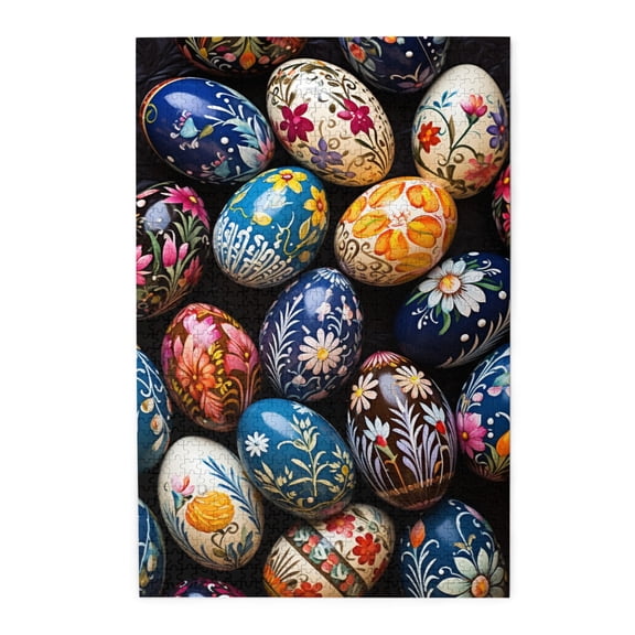 1000 PCS Floral Colorful Eggs 1000 Pcs Jigsaw Puzzles,Stunningly Vibrant Colors,Challenging Brain Exercise,Creative Activity Hobbies For Adults,Classic Colorful Egg Wooden Puzzle As Home Decor