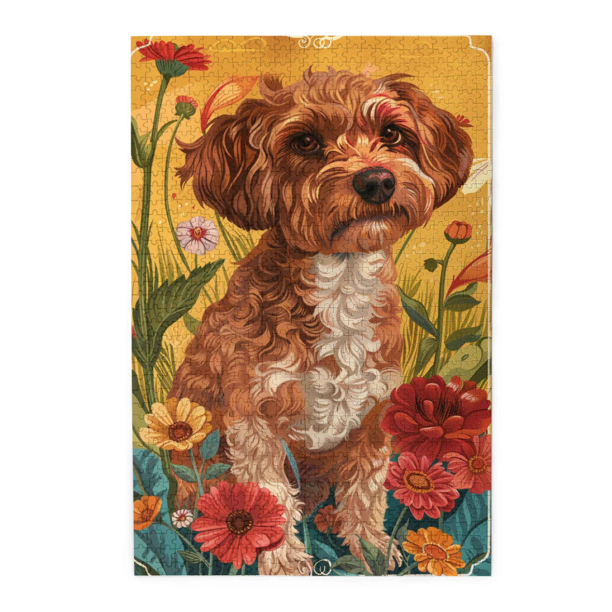 1000 PCS Flower Puppy 1000 Piece Jigsaw Puzzle,Funny Animal Wooden Puzzle For Adults,Puzzles Suitable For Entertaining With Family During Holidays,Gift For Animal Lovers,Adults Puzzle