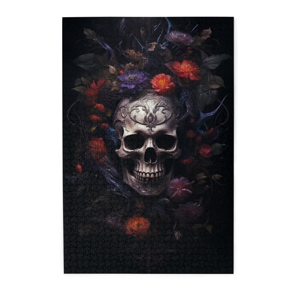 1000 PCS Flower Skull Puzzles For Adults 1000 Pieces,Challenging Brain Exercise,Ideal For Relaxation And Family Fun,Modern Art Skull Adults Puzzle,Relieve Stress And Enjoy The Fun Of Solving Puzzles