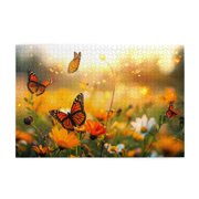 1000 PCS Flowering Butterflies 1000 Piece Vibrant Jigsaw Puzzle,Unique And Beautiful Design,Creative Activity Hobbies For Adults,Great For Relaxation And Display For Puzzle Lovers,Wooden Puzzle