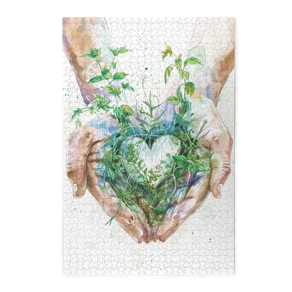 1000 PCS Flowers & Plants In Hand - 1000 Piece Wooden Puzzle,Enjoy The Puzzle Solving Process,Rich Colors And Unique Designs Bring A Different Visual Experience,Plants In Our Hands Represent New Hope
