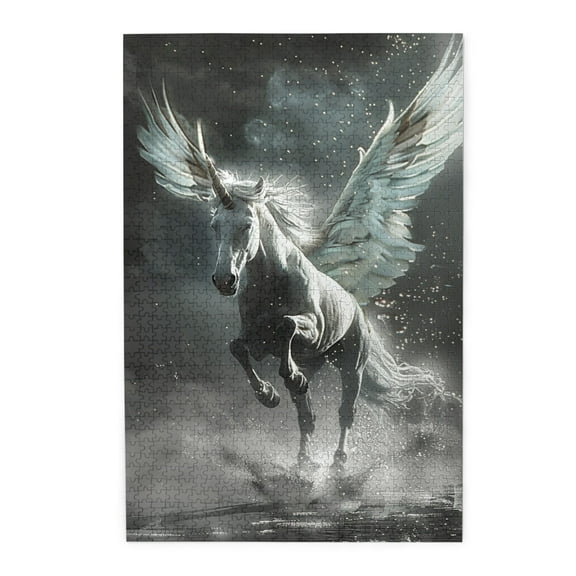 1000 PCS Flying Unicorns - 1000 Piece Vibrant Jigsaw Puzzle,Enjoy The Puzzle Solving Process,Featuring Retro And Beautiful Illustrations Depicting A Flying Unicorns,Charm Animal Wooden Puzzle Game