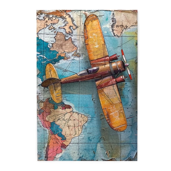 1000 PCS Flying around the world Wooden puzzles for adults 1000 pieces,Stress relieving pleasure,Stunningly Vibrant Colors,Unique and Beautiful Design,Vintage Style Funny Puzzle,Stunning Artwork