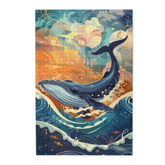 1000 PCS Flying whale whimsical Jigsaw Puzzle 1000 Pieces,Stunningly Vibrant Colors,Enjoy the puzzle solving process,Wonderful imagination,Fantasy whale Wooden Puzzle Game,Gift for Friends and Family