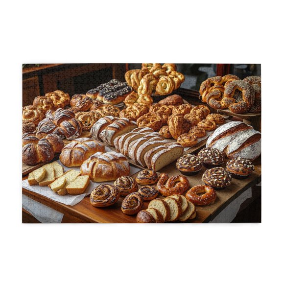 1000 PCS Fresh Bread Jigsaw Puzzles 1000 Pieces,Challenging Brain Exercise,Unique And Beautiful Design,Classic Bread Food Wooden Puzzle,For Food Enthusiast Gifts,Creative Activity Hobbies For Adults