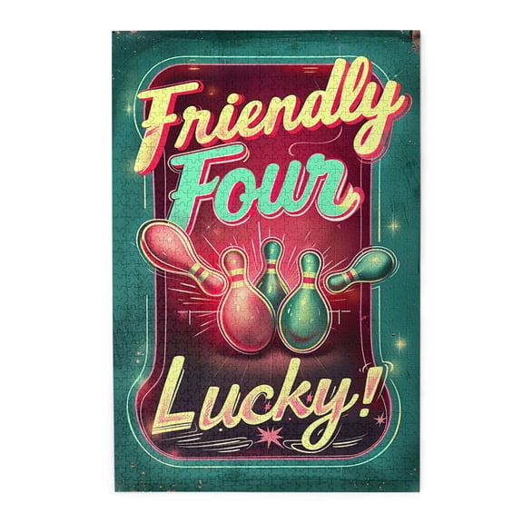 1000 PCS Friendly Four Lucky Logo Bowling Pins Jigsaw Puzzles 1000 Pieces,Brain Challenge,Stress Relieving Pleasure,Puzzles Suitable For Entertaining With Family During Holidays,Funny Wooden Puzzle