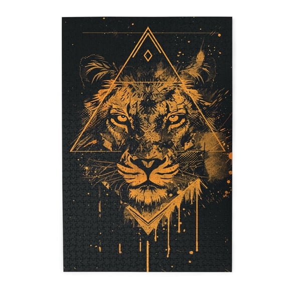 1000 PCS Fun Tigers And Geometry 1000 Piece Art Jigsaw Puzzles,Stress Relieving Pleasure,Ideal For Relaxation And Family Fun,Creative Activity Hobbies For Adults,Exquisite Wooden Puzzle