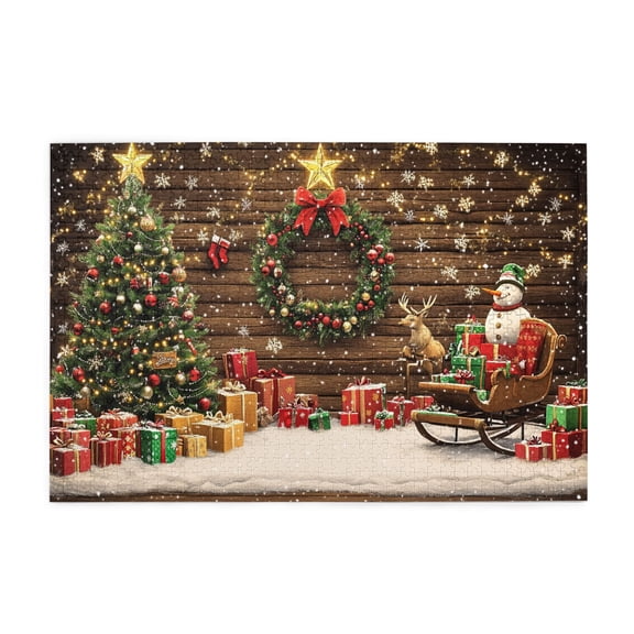 1000 PCS Funny Christmas Background Puzzles For Adults 1000 Pieces,Challenging Brain Exercise,Charm Christmas Enchanting Wooden Puzzle Game,Impossible Hard Difficult Challenging Puzzles For Adults