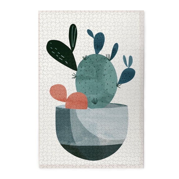 1000 PCS Funny Potted Plant Cactus 1000 Piece Vibrant Jigsaw Puzzle,Brain Challenge,Creative Activity Hobbies for Adults,Classic Plant Cactus Wooden Puzzles,Unique and Beautiful Design,Relax yourself