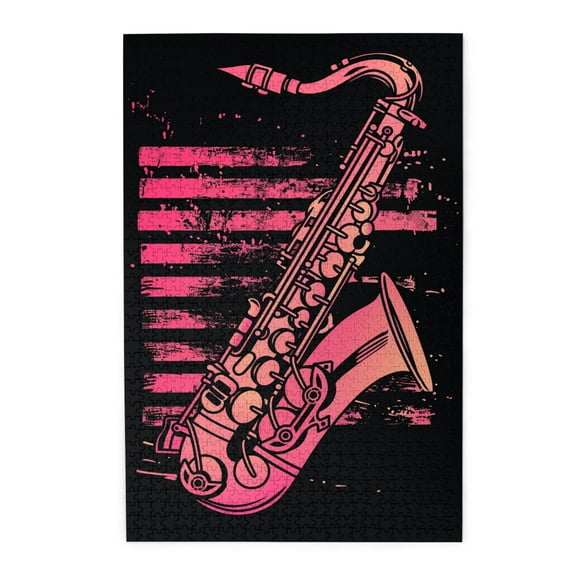 1000 PCS Funny Red Saxophone 1000 Piece Wooden Jigsaw Puzzles,Brain Challenge,Great For Relaxation And Display For Puzzle Enthusiast,Creative Activity Hobbies For Adults,Gift For Music Lovers