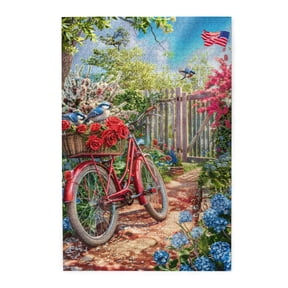 1000 PCS Garden Bike 1000 piece puzzle for adults,Stress relieving pleasure,Enjoy the puzzle solving process,Experience Garden Life,Classic Bike Wooden jigsaw puzzles Game,Gift for Friends and Family