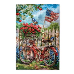 1000 PCS Garden Bike & Star Spangled Banner 1000 piece puzzle for adults,Stunningly Vibrant Colors,Brain Challenge,Vibrant Design,Modern Style Bike Wooden Puzzles Game,Gifts for Friends and Family