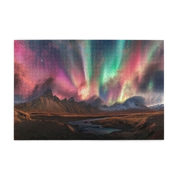 1000 PCS Gorgeous Polar Aurora 1000 Pcs Wooden Jigsaw Puzzles,Enjoy The Puzzle Solving Process,Suitable For Family Entertainment Activities,Modern Art Scenery Adults Puzzle For Home Wall Decor