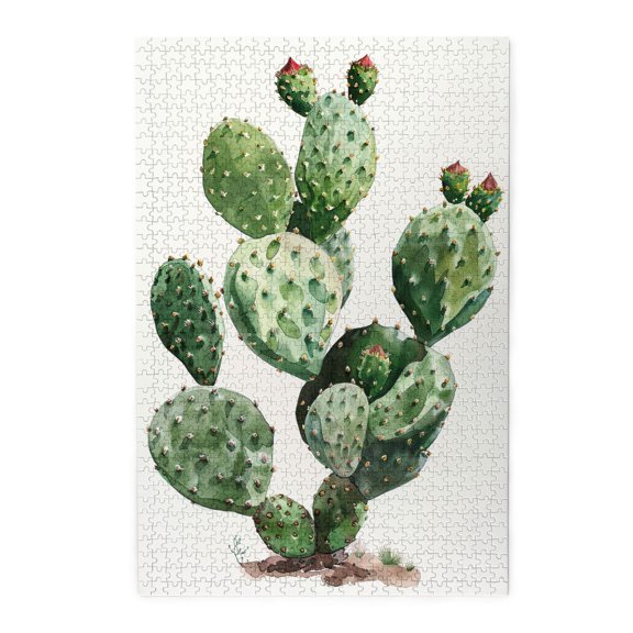 1000 PCS Green Cactus - 1000 Piece Plant Jigsaw Puzzles,Stress Relieving Pleasure,Enjoy The Puzzle Solving Process,Classic Plant Wood Puzzle As Home Decoration,Creative Activity Hobbies For Adults