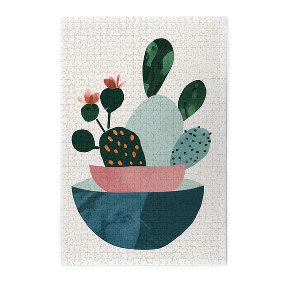1000 PCS Green potted cactus 1000 piece Wooden puzzle for adults,Relax yourself,Brain Challenge,Modern Art Cactus Plant Stress relieving puzzle,Great for Relaxation and Display for Flower Enthusiast