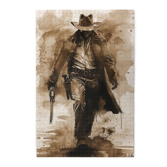 1000 PCS Handsome Western Cowboy 1000 Piece Vibrant Jigsaw,Characterized By Retro And Exquisite Illustrations,Depicting A Handsome Cowboy,Take You Into The Western World,Funny Wooden Puzzle
