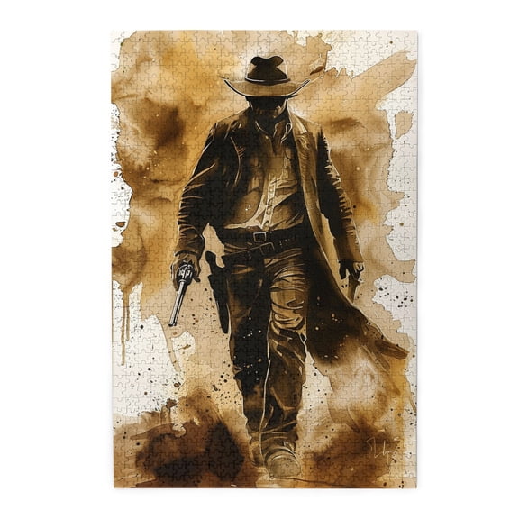 1000 PCS Handsome Western Cowboy - 1000 Piece Wooden Jigsaw Puzzles,They Come Together To Form A Cultural Image,Unique Artwork For Adults,Puzzles Suitable For Entertaining With Family During Holidays