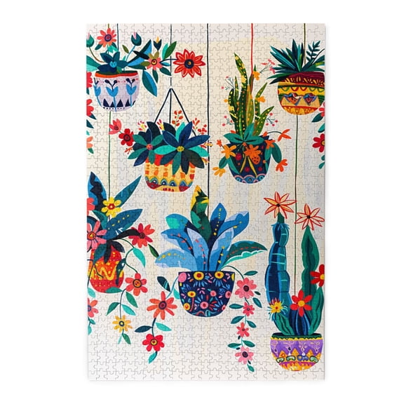 1000 PCS Hanging Potted Plants - 1000 Piece Wooden Jigsaw Puzzles,Vibrant Design,Rich Colors And Unique Designs Bring A Different Visual Experience,Great For Relaxation And Display For Puzzle Lovers
