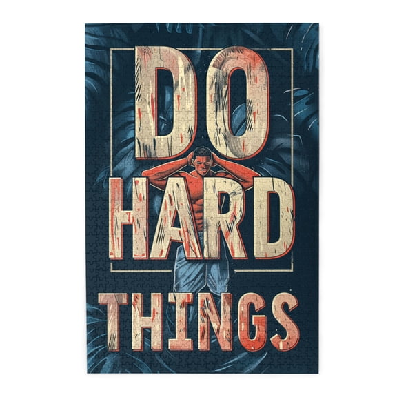 1000 PCS Do Hard Things Slogan Bodybuilder Jigsaw Puzzles 1000 Pieces,Brain Challenge,Unique And Beautiful Design,Inspirational Slogan Wooden Puzzle As Home Decor,Creative Activity Hobbies For Adults