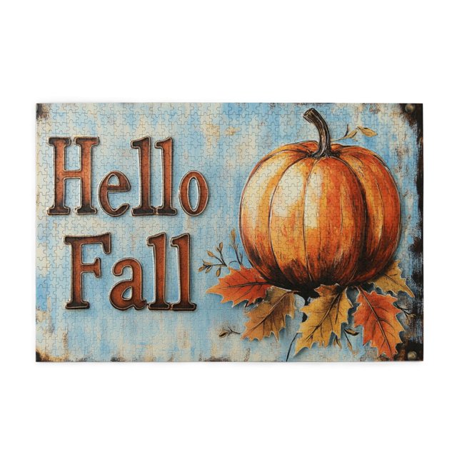 1000 PCS Hello fall Slogan pumpkin jigsaw puzzles 1000 pieces,Unique
